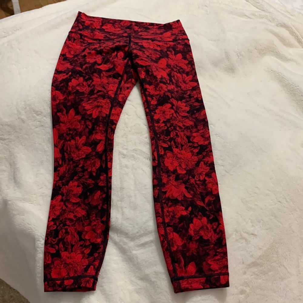 Lululemon red n black floral leggings